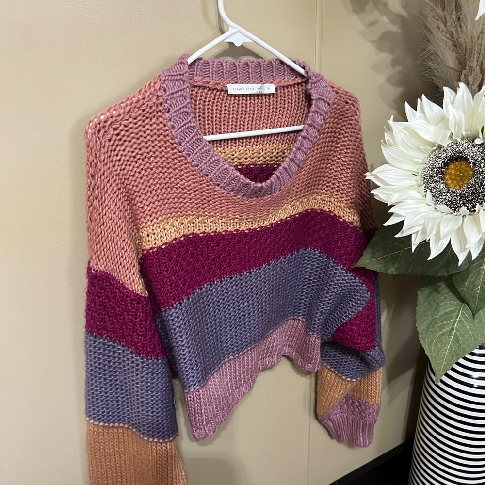 Altar'd State Multicolor V-Neck Sweater